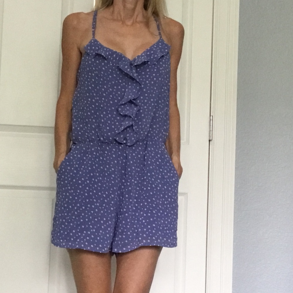 H&M mauve & white heart pattern romper. OTO